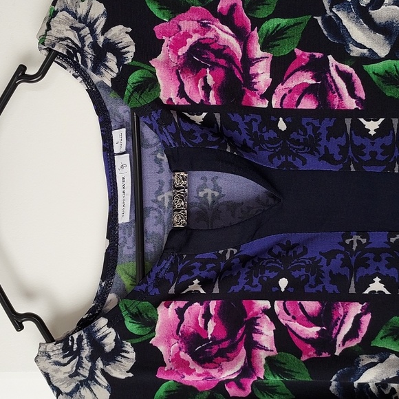 Susan Graver 3/4 sleeve Large multi color with flower print top/blouse - Picture 3 of 12